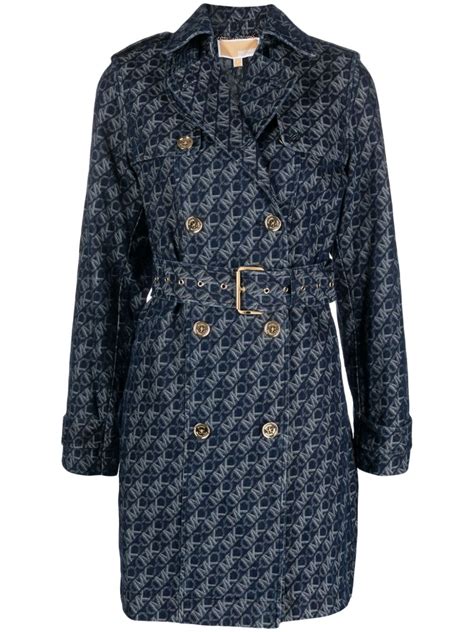 michael kors logo jacquard trench coat|michael kors trench coat women.